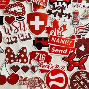 ❤️ 5/$18 - Set of 50pc mix red VSCO waterproof stickers